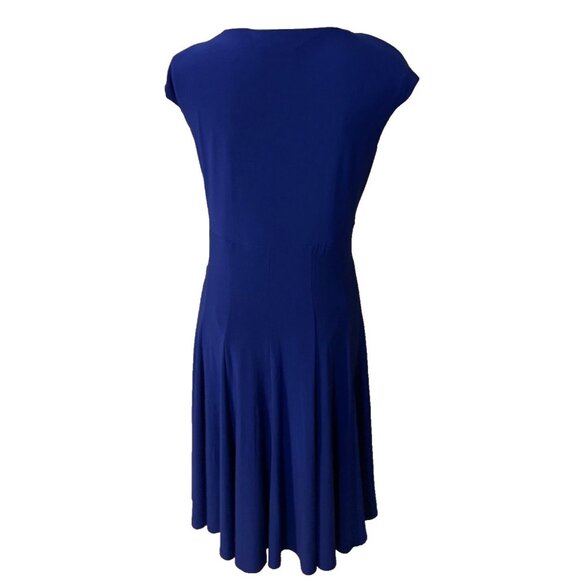 Ralph Lauren Dress 12 Purple Blue V Neck A Line Washable Career Church - Picture 4 of 8